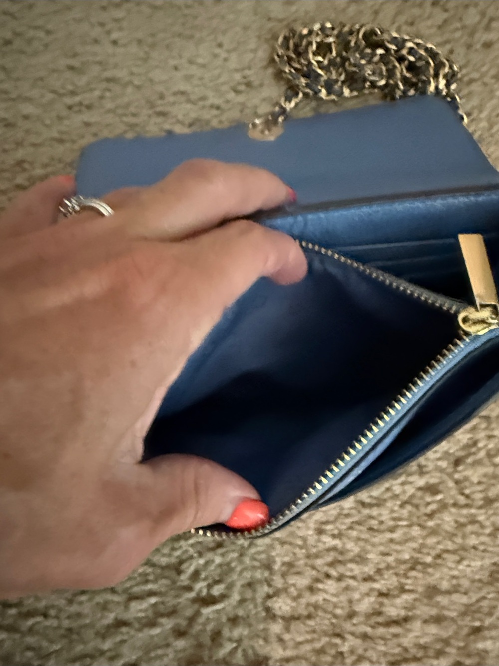 Authentic Tory Burch Blue Leather Britton Top-Handle Crossbody - Picture 6 of 6